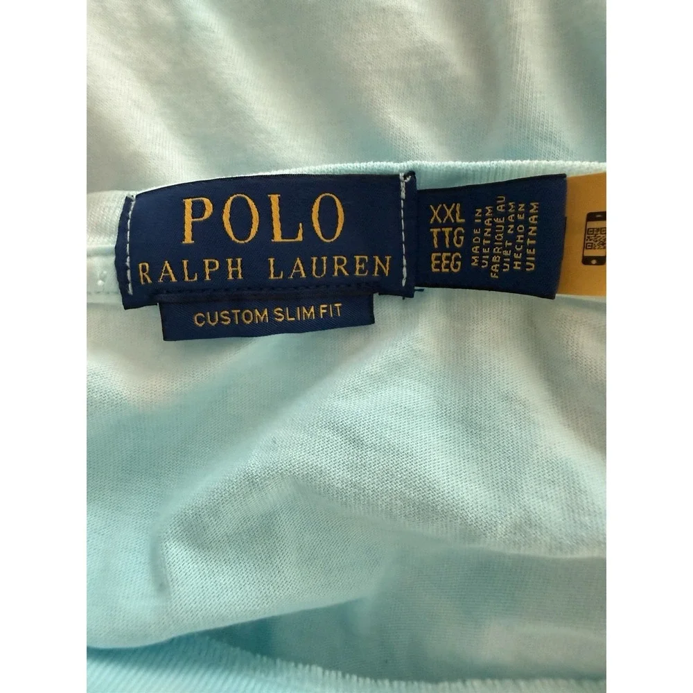 Polo Ralph Lauren Slim Fit Fishing Bear Tie-Dye Blue T-Shirt Men's Size XXL